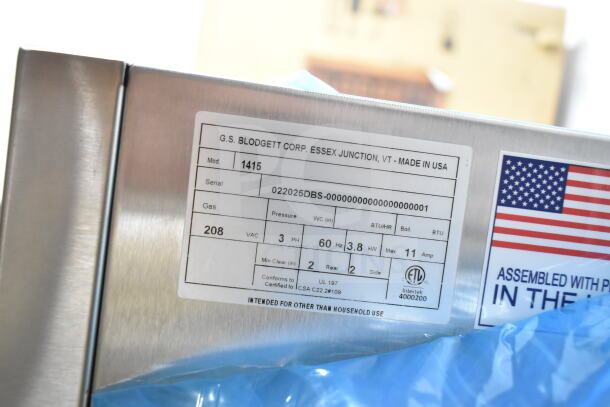 BRAND NEW Blodgett 1415 electric countertop pizza oven, 208V, 3-phase. Scratch and dent condition. Made in USA.