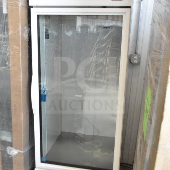 Brand new 2020 True TSCI-600R-G-PH commercial single door reach-in cooler with glass front, 115 volts, 1 phase.