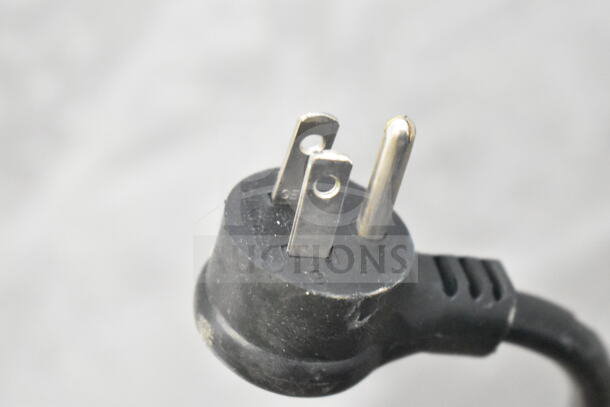 Close-up of power plug for 2020 True TSCI-600R-G-PH commercial cooler, 115 volts, single-phase, new condition.