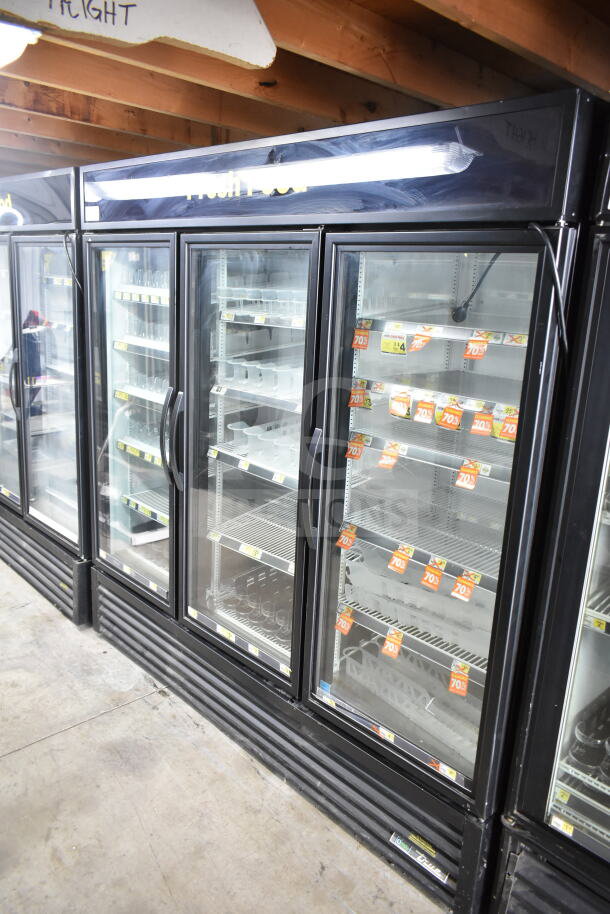 2020 True GDM-72-HC 3 Door Reach-In Cooler Merchandiser in excellent condition, 115V, 1 Phase, spacious interior.