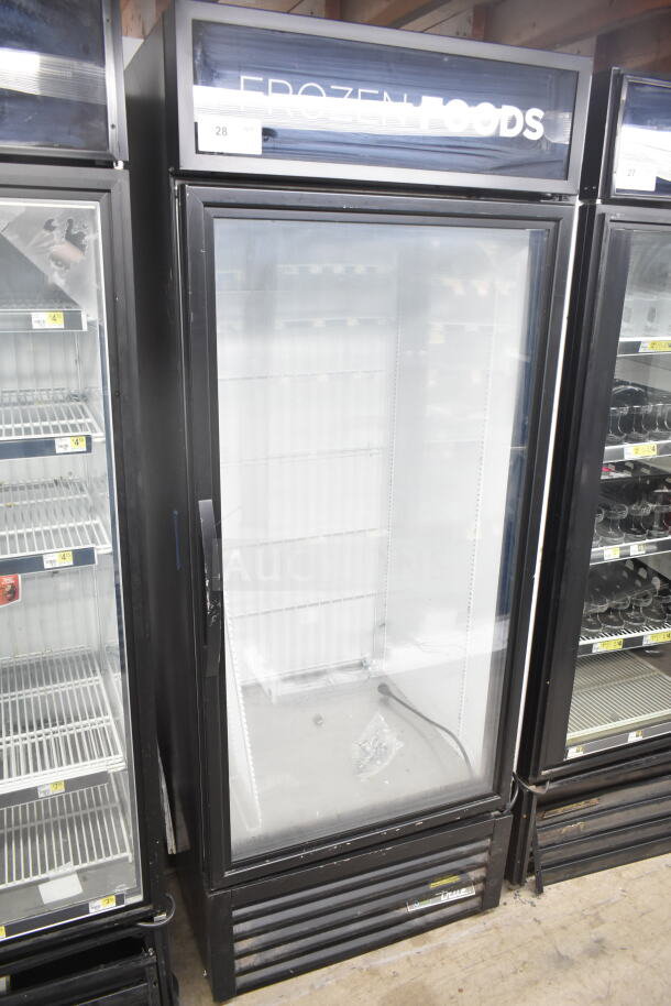 2020 True GDM-26F-HC commercial reach-in cooler, single glass door, black exterior, 115V, model GDM-26F-HC.