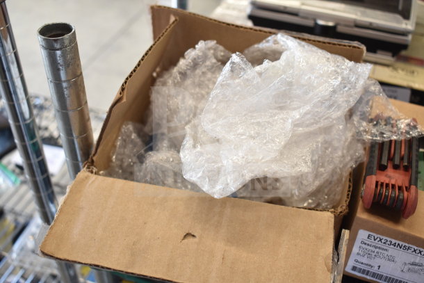 Box containing Fryclone Oil Pump 259POFM728L, EVX234N5FXXXX01 panel, and tool in hard case with visible labels.