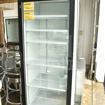 Habco SE18 Commercial Single Door Reach-In Cooler Merchandiser, model SE18, with shelves; 115 volts, 1 phase.