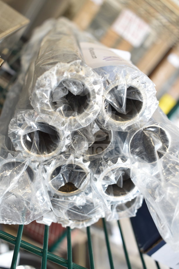 11 brand new scratch and dent roller tubes APW2V-21771429, bundled and wrapped in plastic, showcasing open ends.