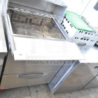 Turbo Air PST-28-12-D2-N commercial prep table with two drawers, stainless steel, 115V, 1 phase, used condition.