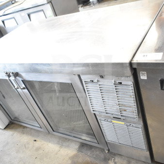 Glastender LP60-R1-XS 2 Door Undercounter Cooler Merchandiser, stainless steel, 115V, 1 Phase, glass doors, commercial use.
