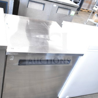 Delfield 406-STAR2 single door undercounter cooler in stainless steel, 115V, 1 phase, commercial-grade, appears gently used.