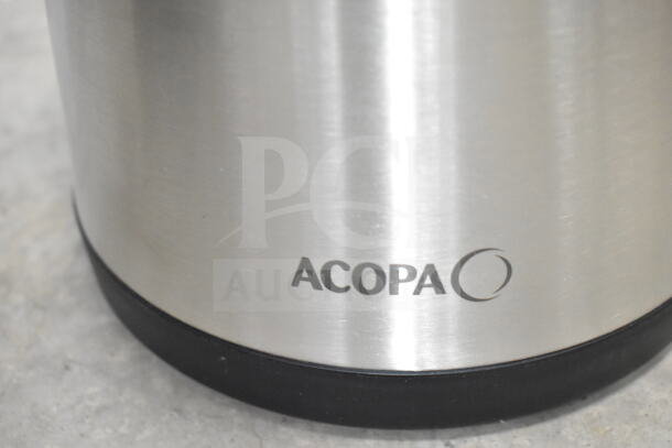 Acopa stainless steel air pot base with logo, part of mixed kitchenware lot.