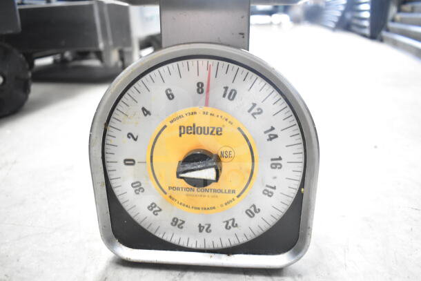 Pelouze portion controller scale, Model Y32R, 32 oz capacity, visible wear, NSF certified, not legal for trade.