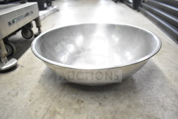 Lot of kitchen items, featuring a large metal colander. Includes stock pot, China cap strainer, air pot, and scale.