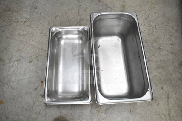 Lot includes stainless steel colander, stock pot, china cap strainer, air pot, and scale; various sizes, fair condition.