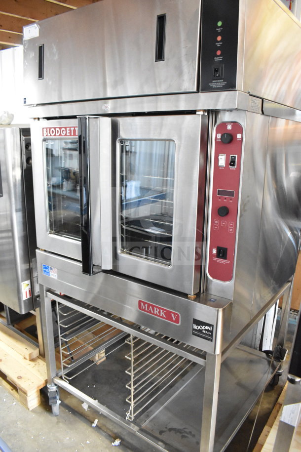 2019 Blodgett Mark V-100 commercial convection oven, new scratch and dent, on rack with casters, 208V, 3-phase.
