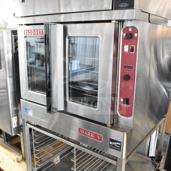 2019 Blodgett Mark V-100 commercial convection oven, new scratch and dent, on rack with casters, 208V, 3-phase.
