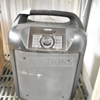Ion MK2 Party Rocker Max Karaoke Machine, black, with control panel. Slight scuff marks, in used condition.