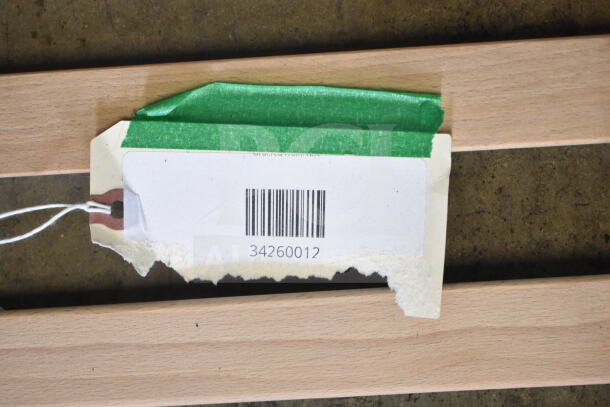 New AvaValley 34260012 large wood shelf with green label and barcode, part of scratch and dent auction items.