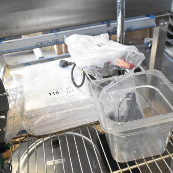 Assorted auction items including a 42655.0007 faucet kit, drop-in bin, and 167704FSTW flour sack towels, 5 times bid.