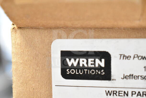 Close-up of a box with a Wren Solutions label. Key item: Wren camera. Includes SVW PTZ adapter, enhancing auction value.