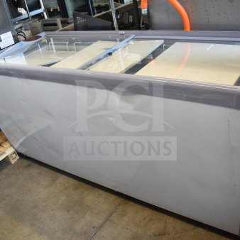 KoolMore KM-ICD-71SD ice cream dipping cabinet, 70", 12 tubs. Sliding glass doors, visible scratches, 20 cu. ft., 115V.