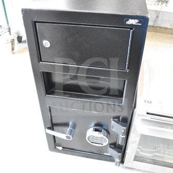 BRAND NEW 360 Office Furniture Black Steel Safe, 14"x14"x27.25", Electronic Keypad Lock, Top Locker, Scratch and Dent.