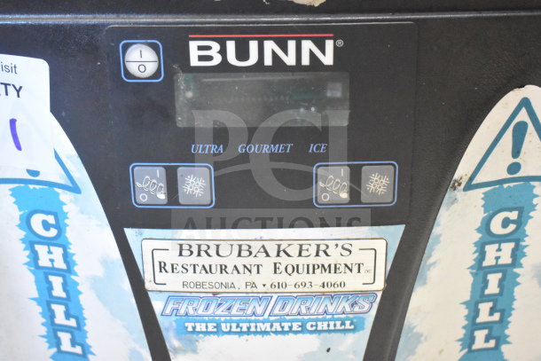 Bunn Commercial Countertop Slushie Machine Base with control panel. Visible labels: Brubaker's Restaurant Equipment.