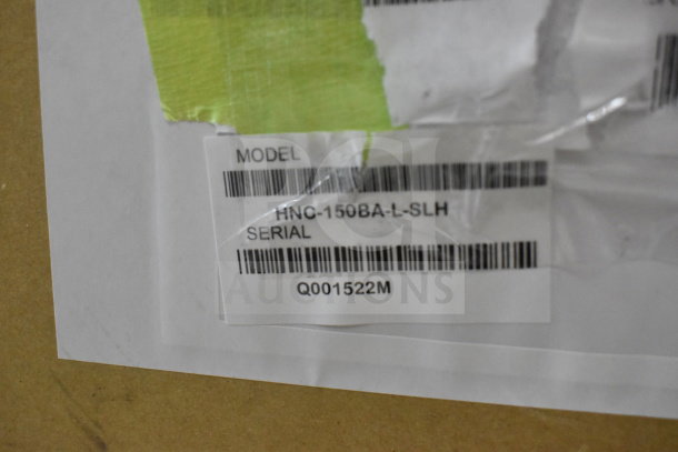 Hoshizaki HNC-150BA sushi display case label, model HNC-150BA-L-SLH, serial Q001522M. Features 115V, 1 Phase.