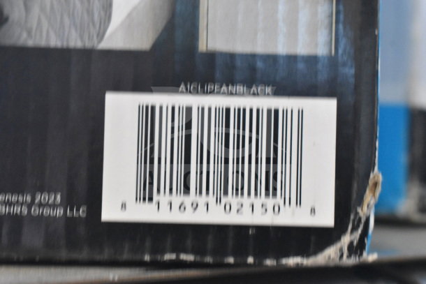 Box label of two Max Cold Fans, model A16LF6FANBLACK, with barcode 811691021508. Box shows slight wear.