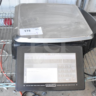 2017 Hobart HTi-7LH26 commercial food scale, tested and working, visible tag: "175 QTY", stainless steel, touchscreen display.