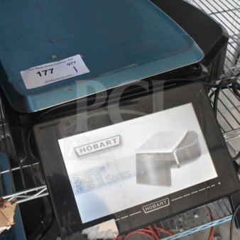 Hobart HTi-7LH4W commercial scale on shelf, tested and working, visible wear, auction tag reads "177."