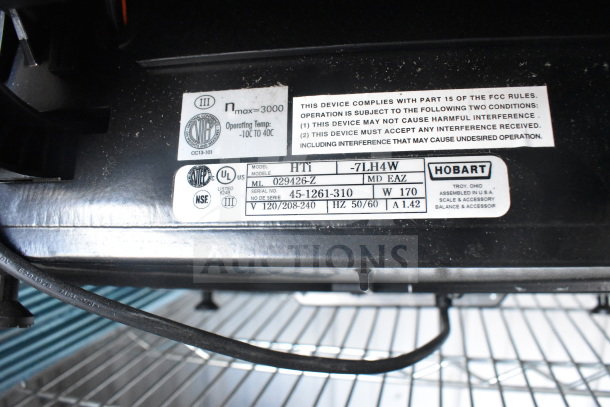 2023 Hobart HTi-7LH4W commercial scale, 120/208-240V, tested working, labels show model and specifications.