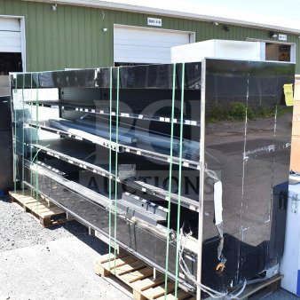 Hill Phoenix Barker Commercial Open Grab N Go Merchandiser, large black unit, used condition, secured on pallets.