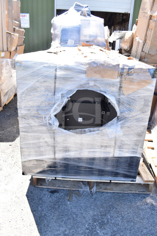 BRAND NEW Regency Space Solutions black 36" x 12" x 78" 3-tier locker, assembled, scratch and dent, on pallet with wrapping.