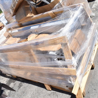 Pallet-wrapped Regency 600S31620218 Three Compartment Commercial Sink, scratch and dent condition, includes dual drain boards.