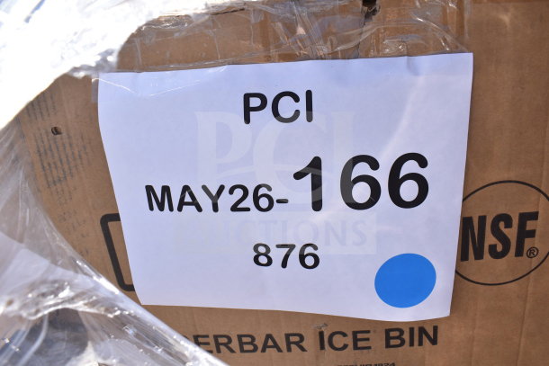 Auction item, PCI May26-166 Ice Bin, brand new scratch and dent, NSF marked, in packaging with visible label.