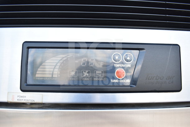 Turbo Air TSR-49SD cooler control panel, showing temperature display and buttons. Features turbo cooling function.