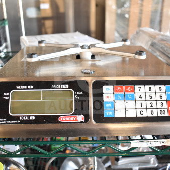 Torrey L-PC-40L commercial scale, 40 lb capacity, countertop design, numeric keypad, stainless steel.