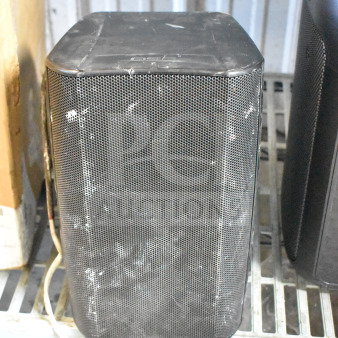 QSC AD-S6T surface mount loudspeaker with mesh grille, slightly used condition, visible scuffs, black finish.