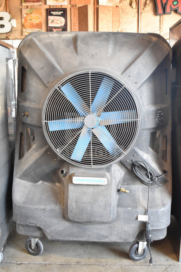 Portacool PACJS2501A1 Jetstream 250 Portable Evaporative Cooler, 115V, 1 Phase, in used condition, with visible fan and label.