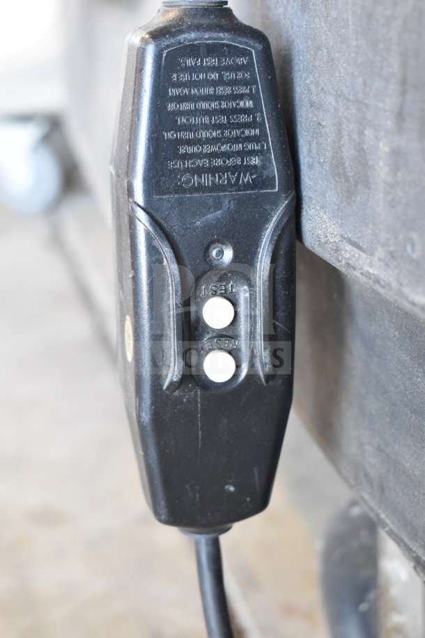Portacool PACJS2501A1 Jetstream 250 plug with test and reset buttons. Model identifier on plug indicates safety features.