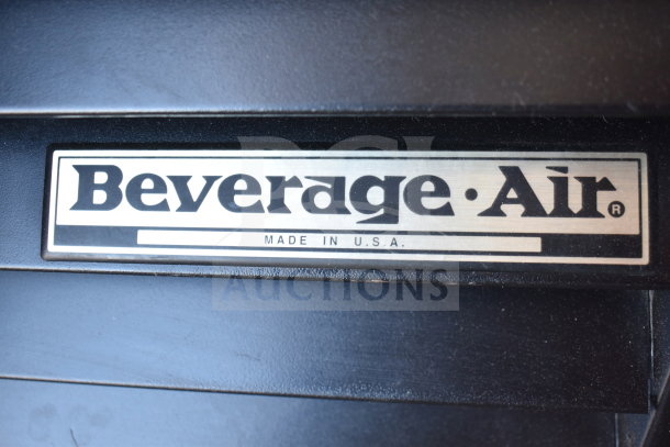 Beverage Air Commercial 2 Door Cooler, 115V, 1 Phase, features brand logo, made in USA, excellent condition.