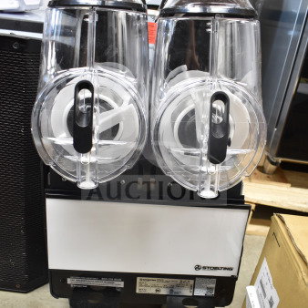 Stoelting SCBF128-37 frozen drink machine, dual 2.5 gal bowls, commercial countertop model, 115V, pristine condition.
