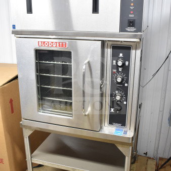 Brand new 2021 Blodgett CTB-1 half-size convection oven with VLH hood, on commercial casters. Scratch and dent condition.