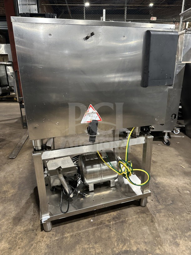 Angelo Po stainless steel natural gas combi oven, model FX61G3UKX02, with digital controls, oven rack, single undershelf stand.