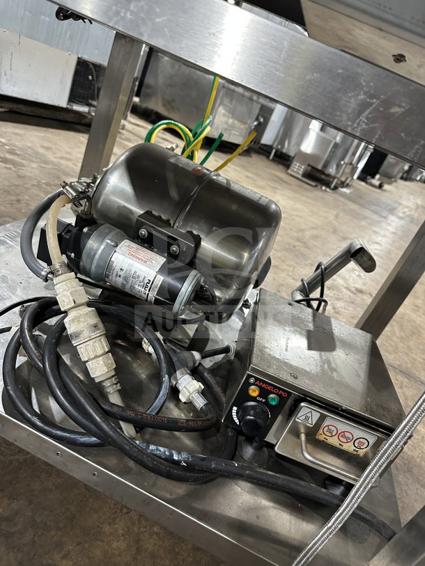 Angelo Po Combi Oven, Model FX61G3UKX02, stainless steel, digital controls, wired rack, undershelf stand, 120V, natural gas, SN: 64272053601.