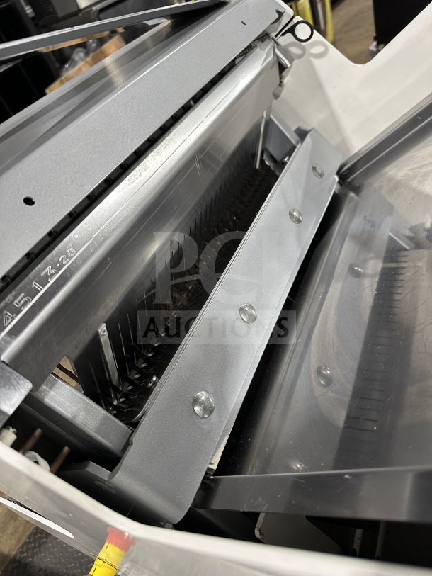 JAC Pico MJL45013 bread slicer, electric-powered, automatic feed, good condition, serial: 17103997, on legs, commercial use.