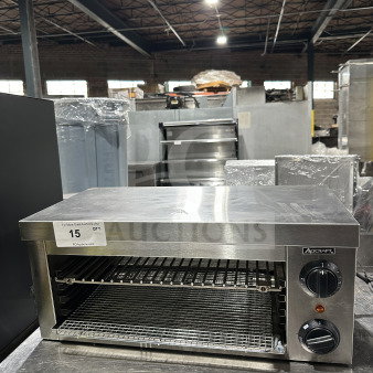 Adcraft CHM-1200W cheese melter, 24" stainless steel, electric-powered, excellent condition, model CHM1200W, 120V.