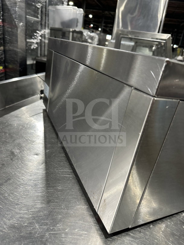 Adcraft CHM1200W cheese melter, stainless steel, 24-inch, electric-powered, model CHM1200W, serial SN: 21011180036, 120V.