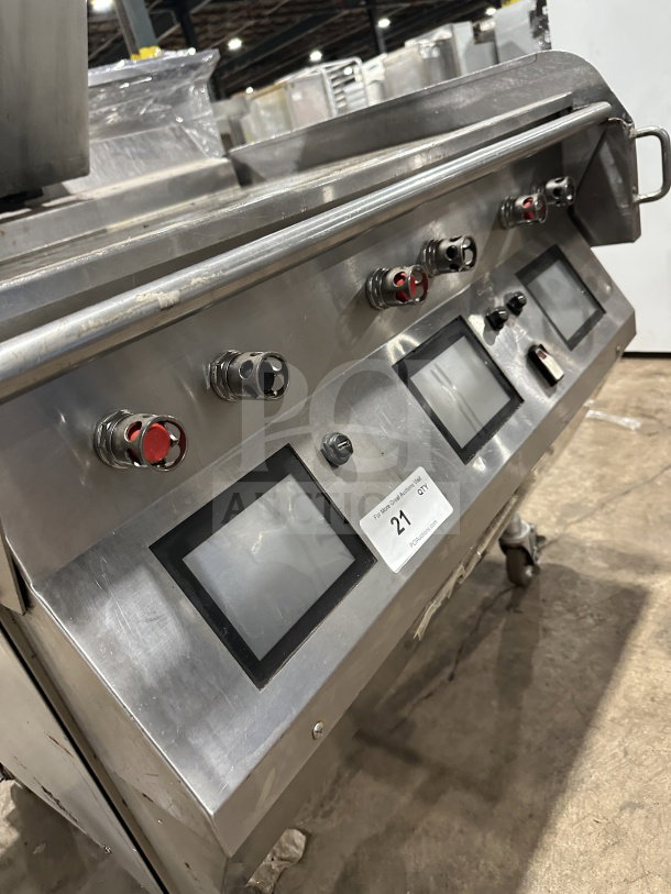 Taylor L813 griddle, stainless steel, dual-sided, 36" with programmable controls. On casters, gas/electric powered.