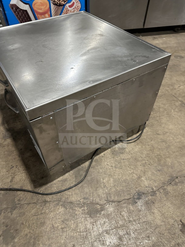 Beverage-Air stainless steel 2-drawer refrigerated chef base, model WTRCS361003, on casters. Worktop surface shown.