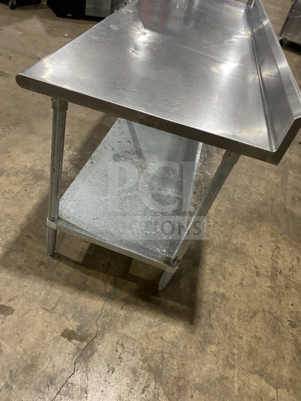 L&J commercial stainless steel worktop table, single undershelf, on legs, durable, lightly used condition.