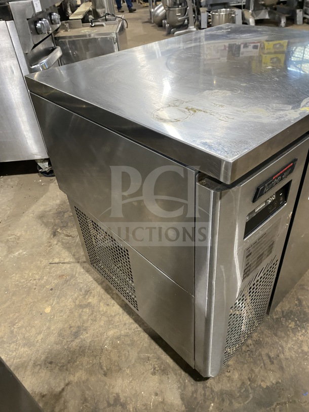 Turbo Air JUR-36 stainless steel undercounter worktop refrigerator with side-mounted compressor, poly-coated wire rack.